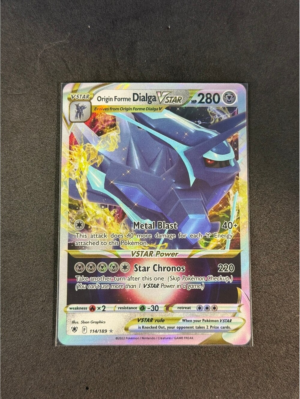 Pokémon TCG Origin Forme Dialga VSTAR Holo Rare Card 114/189